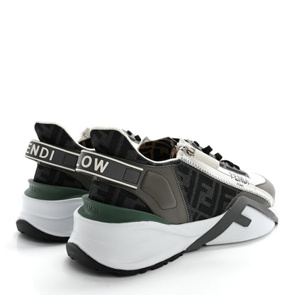 Fendi Vitello Fabric Jacquard FF Mens Fendi Flow Low Top Sneakers 9 Ultra White Grigio Black Argilla 4 of 13