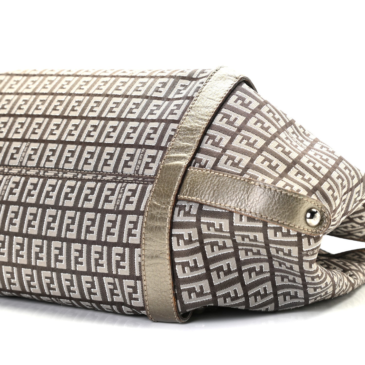 Fendi Zucchino Vachetta Shoulder Bag Caffe Argilla Canna di Fucile 15 of 15