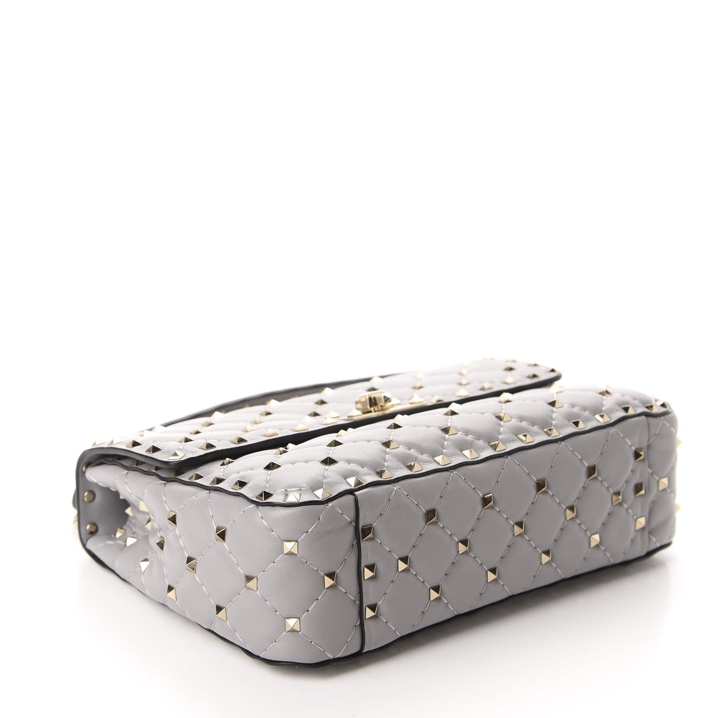 Nappa Medium Rockstud Spike Shoulder Bag Grey
