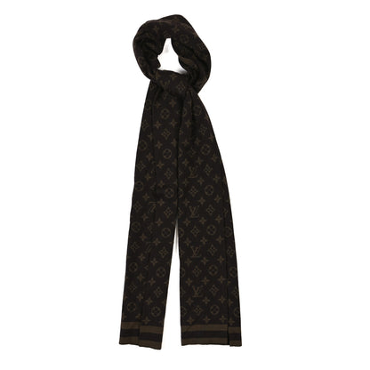 Louis Vuitton Cashmere Silk Monogram Scarf Brown 1 of 3