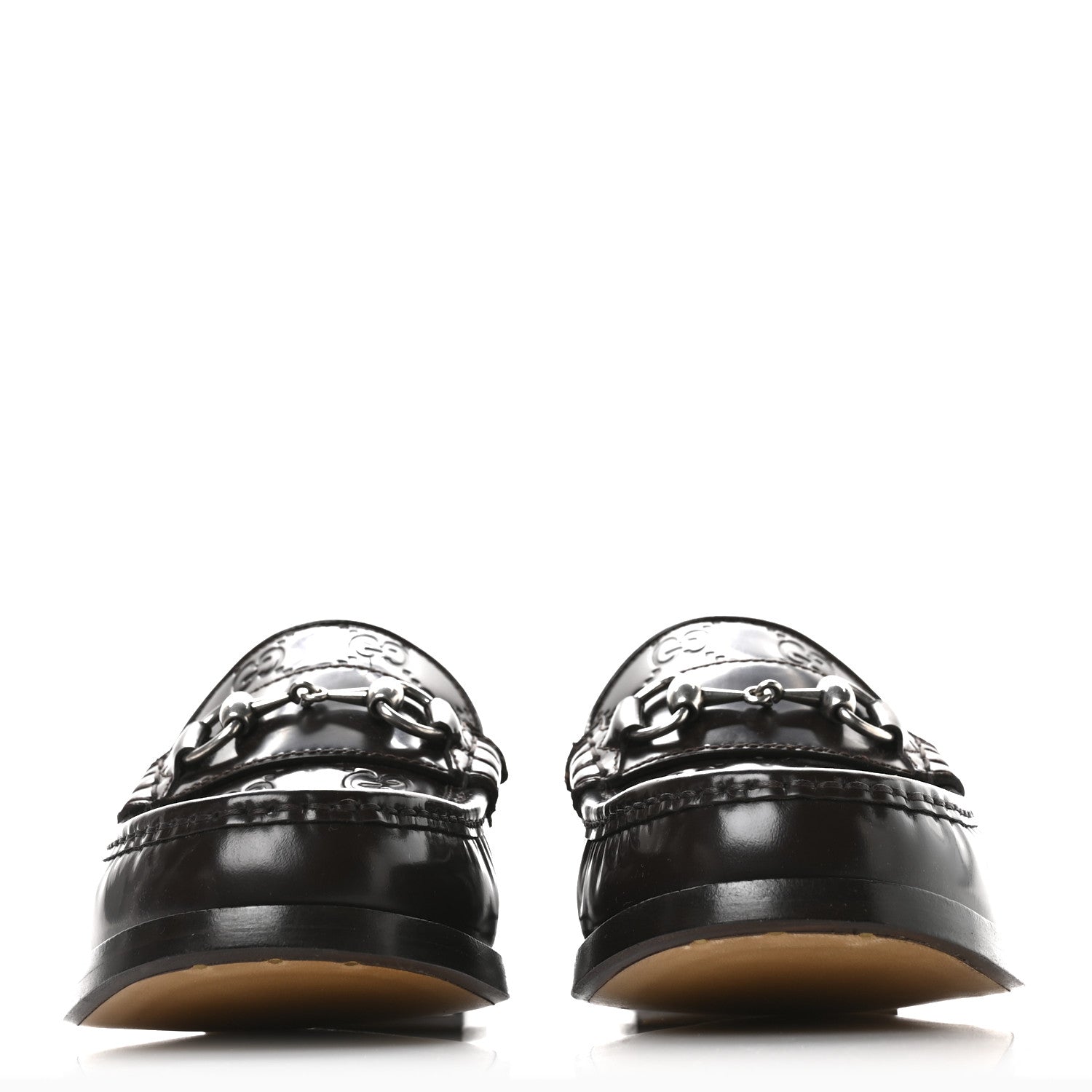 Gucci Calfskin GG Embossed Horsebit Loafers 8 Cocoa 3 of 10