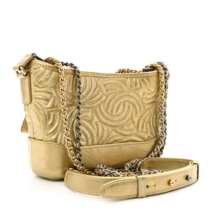 Chanel Metallic Aged Calfskin CC Quilted Small Gabrielle Hobo Gold 3 of 14