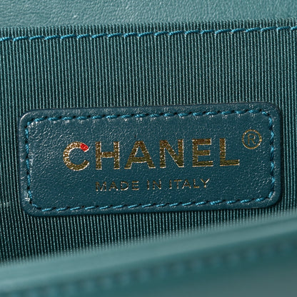 Chanel Velvet Chevron Quilted Medium Boy Flap Peacock Blue 6 of 10