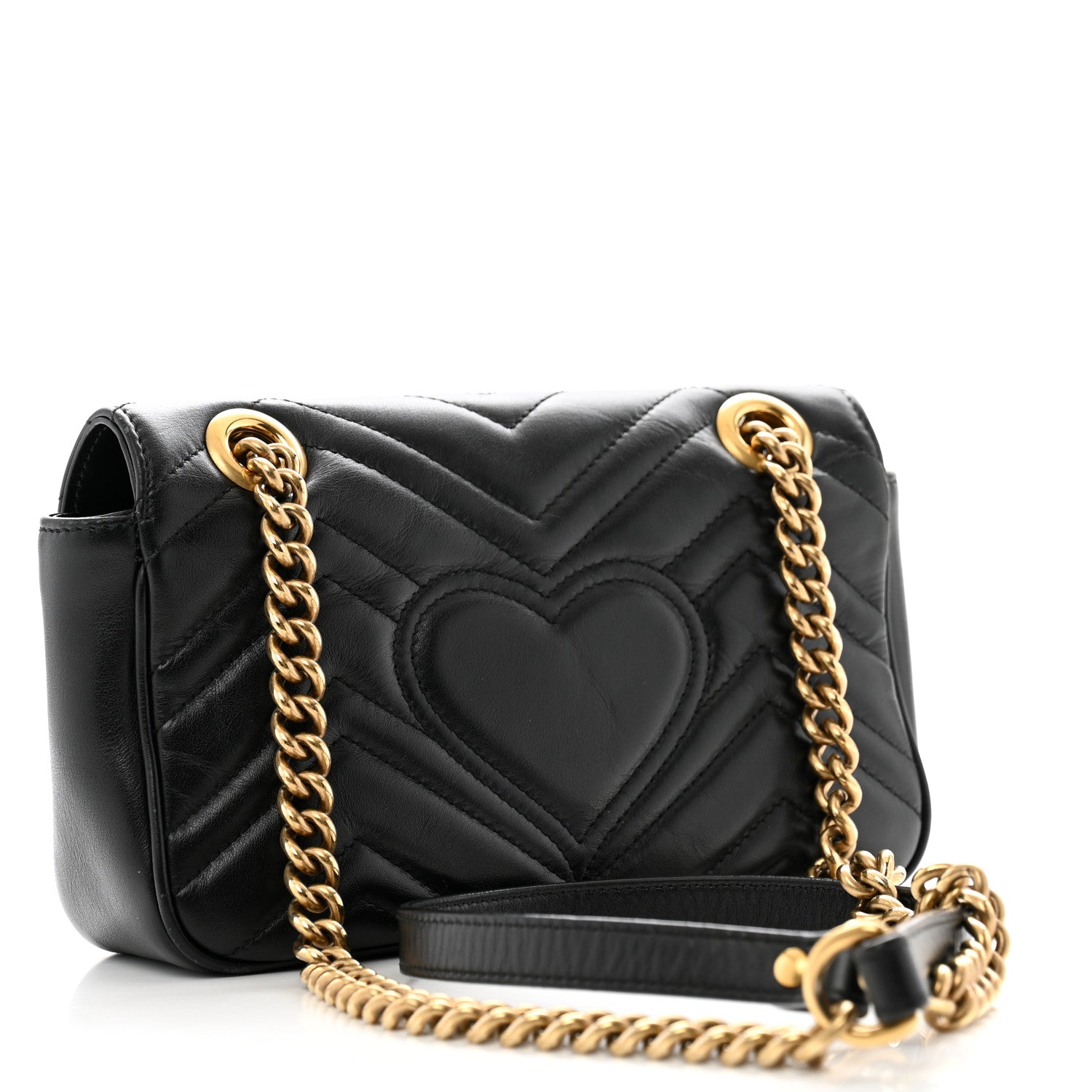 Gucci Calfskin Matelasse Mini GG Marmont Shoulder Bag Black 3 of 12