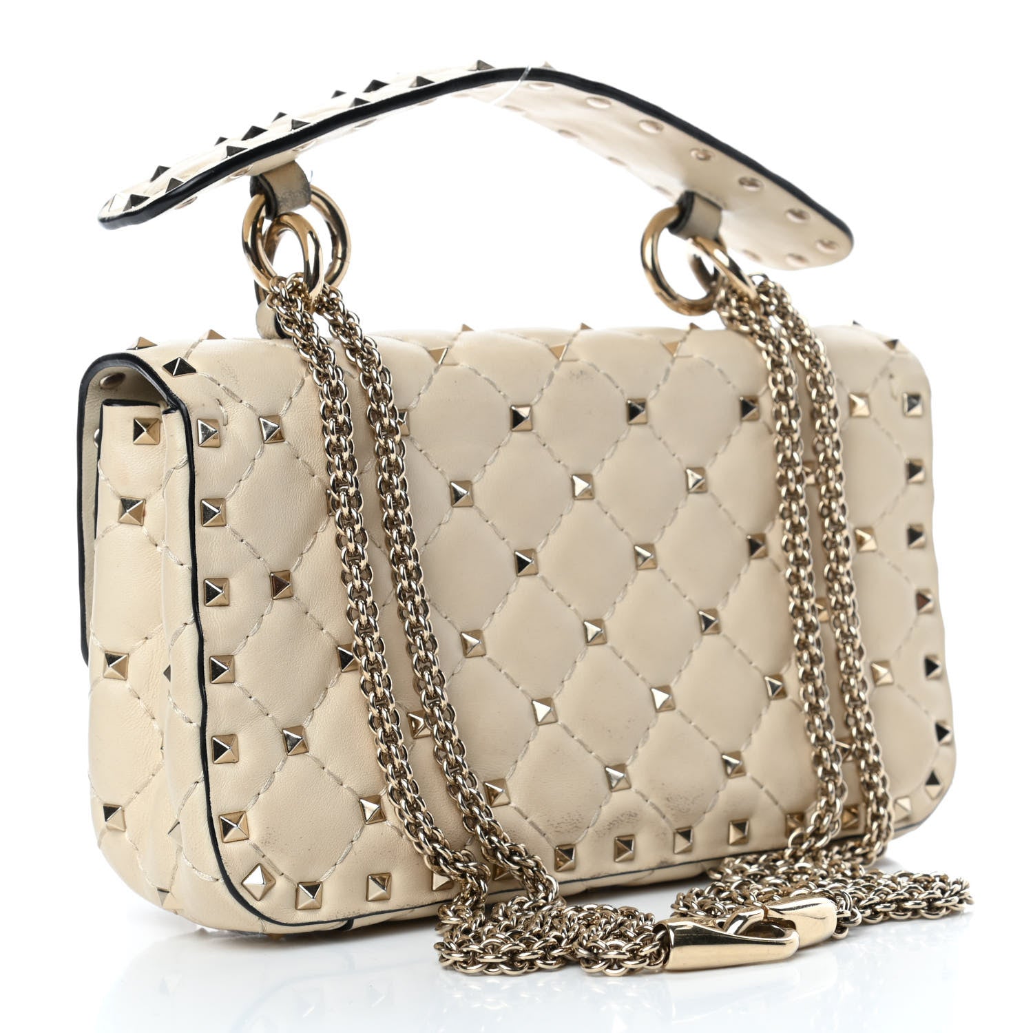 Valentino Garavani Lambskin Small Rockstud Spike Shoulder Bag White 2 of 5