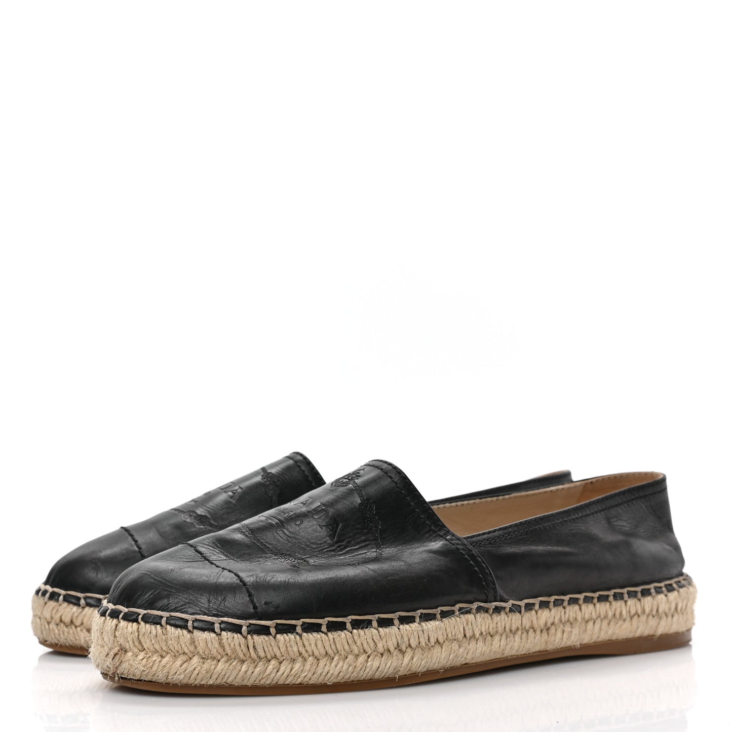 Vitello Lux Logo Embossed 20mm Espadrilles 39 Black