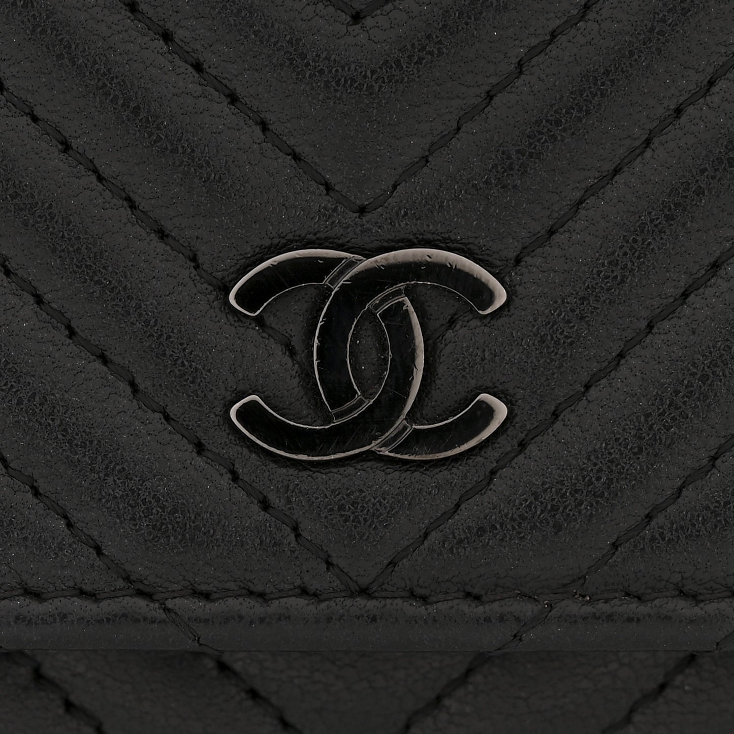 Lambskin Chevron Quilted Wallet On Chain WOC So Black