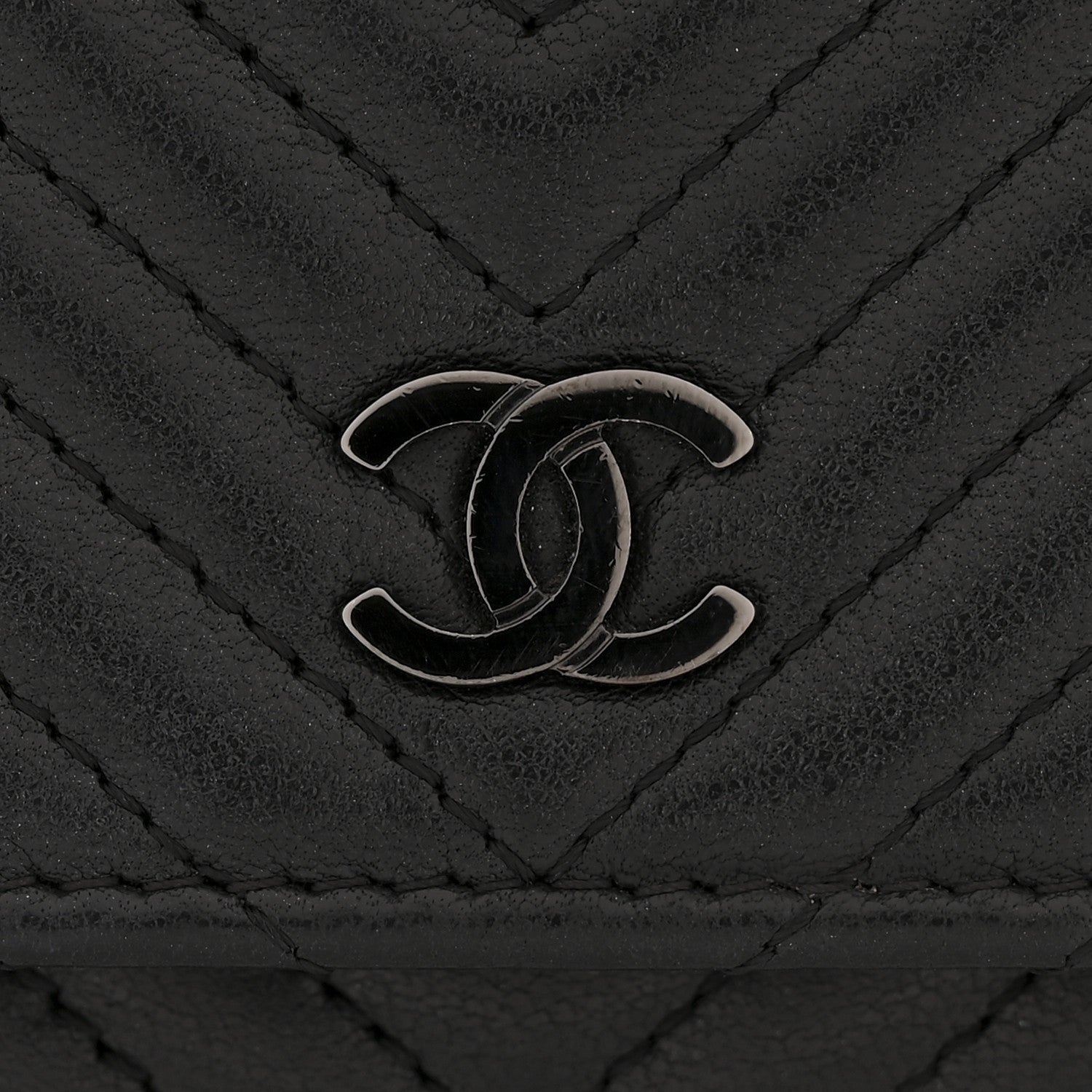 Chanel Lambskin Chevron Quilted Wallet On Chain WOC So Black 14 of 15