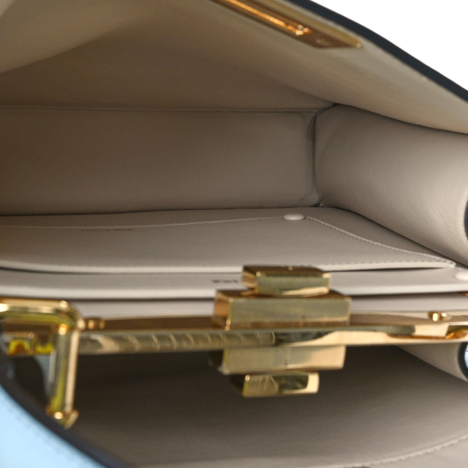 Fendi Vitello Seta Shiny Nappa Medium Peekaboo I SEE U Satchel Azzurro Baby Camelia 5 of 8