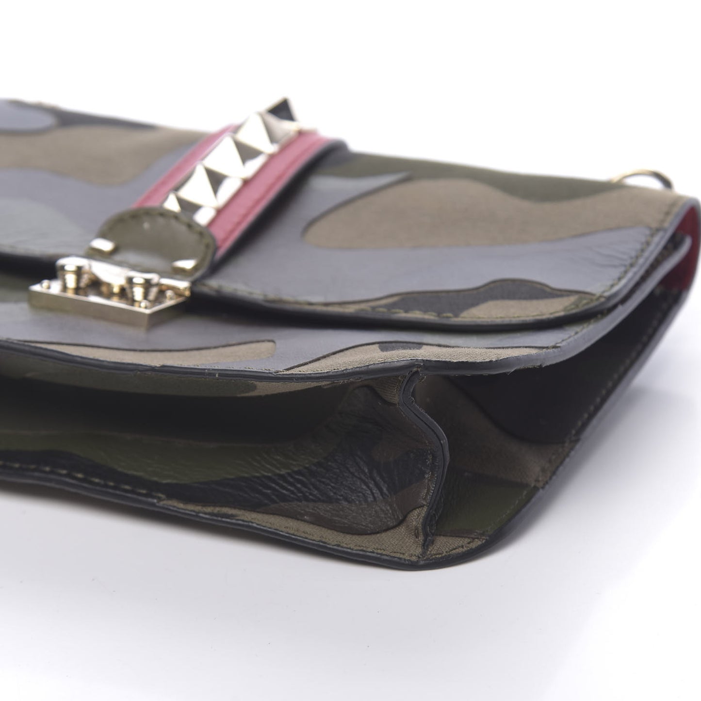 Nappa Canvas Camouflage Medium Glam Lock Rockstud Flap Verde