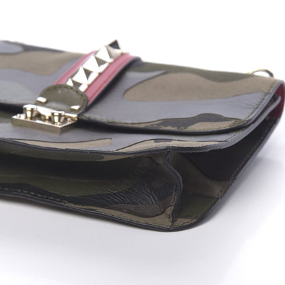 Valentino Garavani Nappa Canvas Camouflage Medium Glam Lock Rockstud Flap Verde 14 of 15