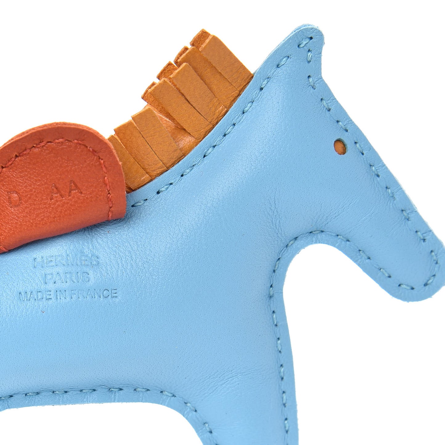 Milo Lambskin Grigri Rodeo Horse Bag Charm PM Celeste Naturel Bouton D'Or Cornaline