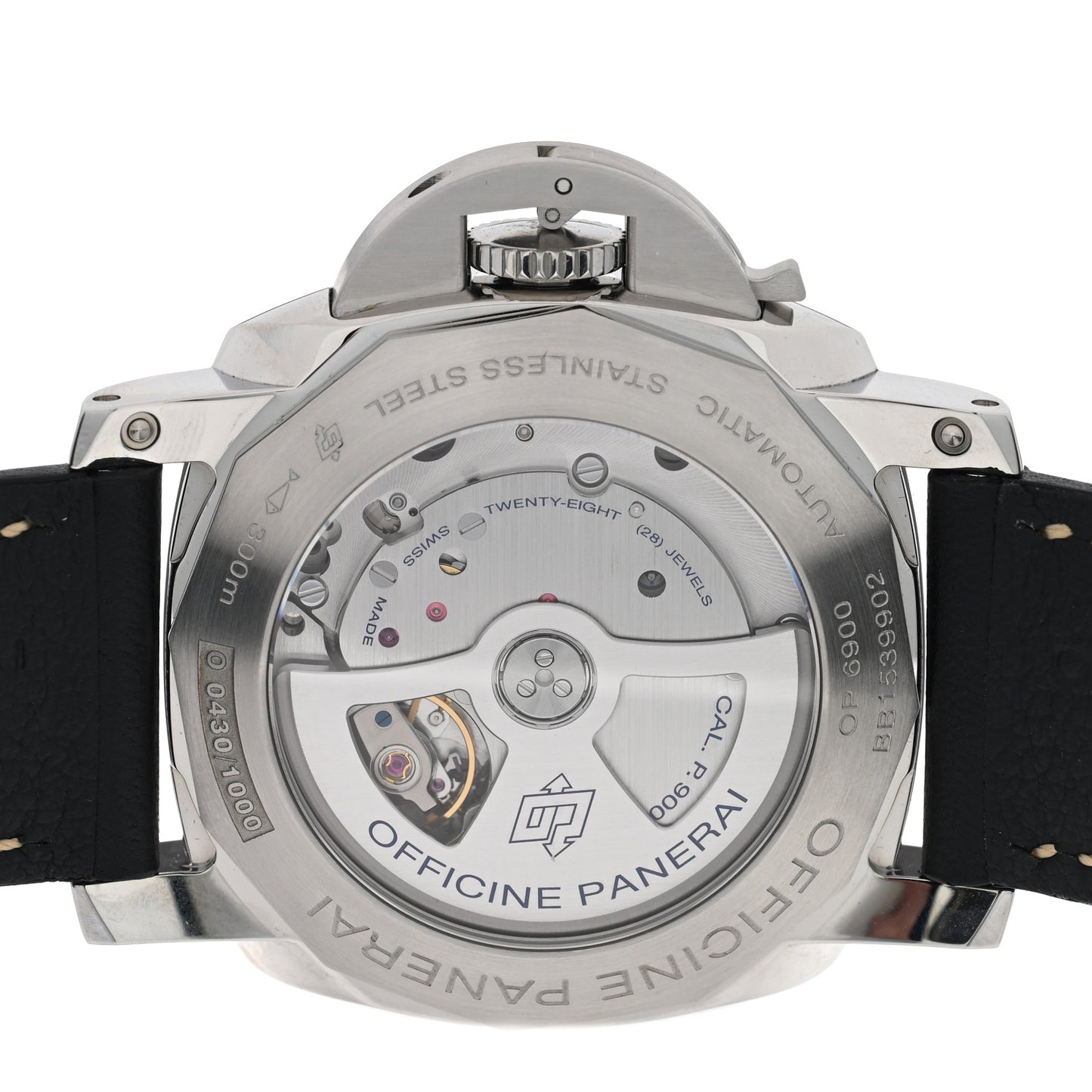 Stainless Steel Calfskin 44mm Luminor 1950 Fu Automatic Watch Black PAM00498
