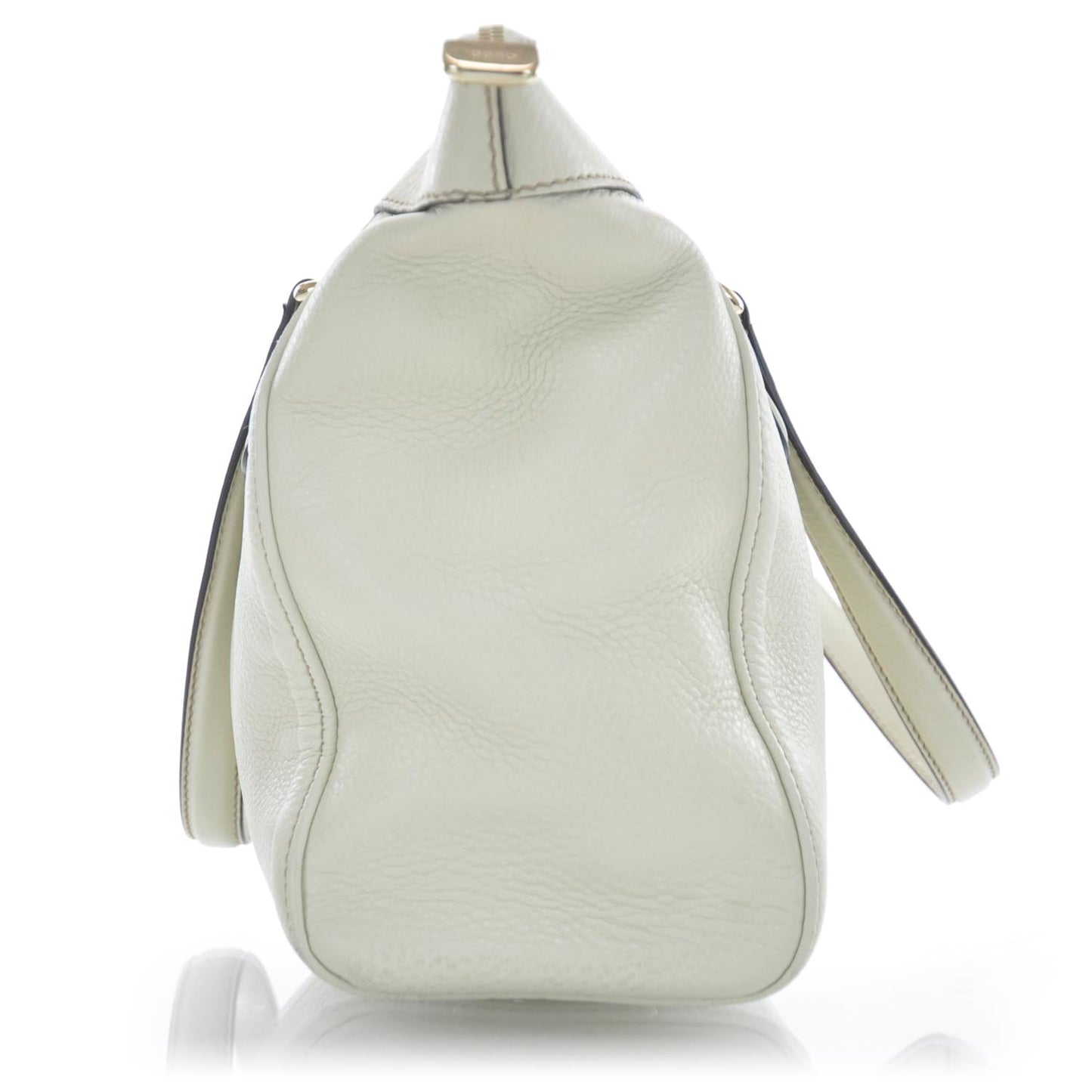 Pebbled Calfskin Small Soho Top Handle Bag Off White