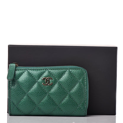 Chanel Metallic Caviar Quilted Key Holder Case Green 8 of 8