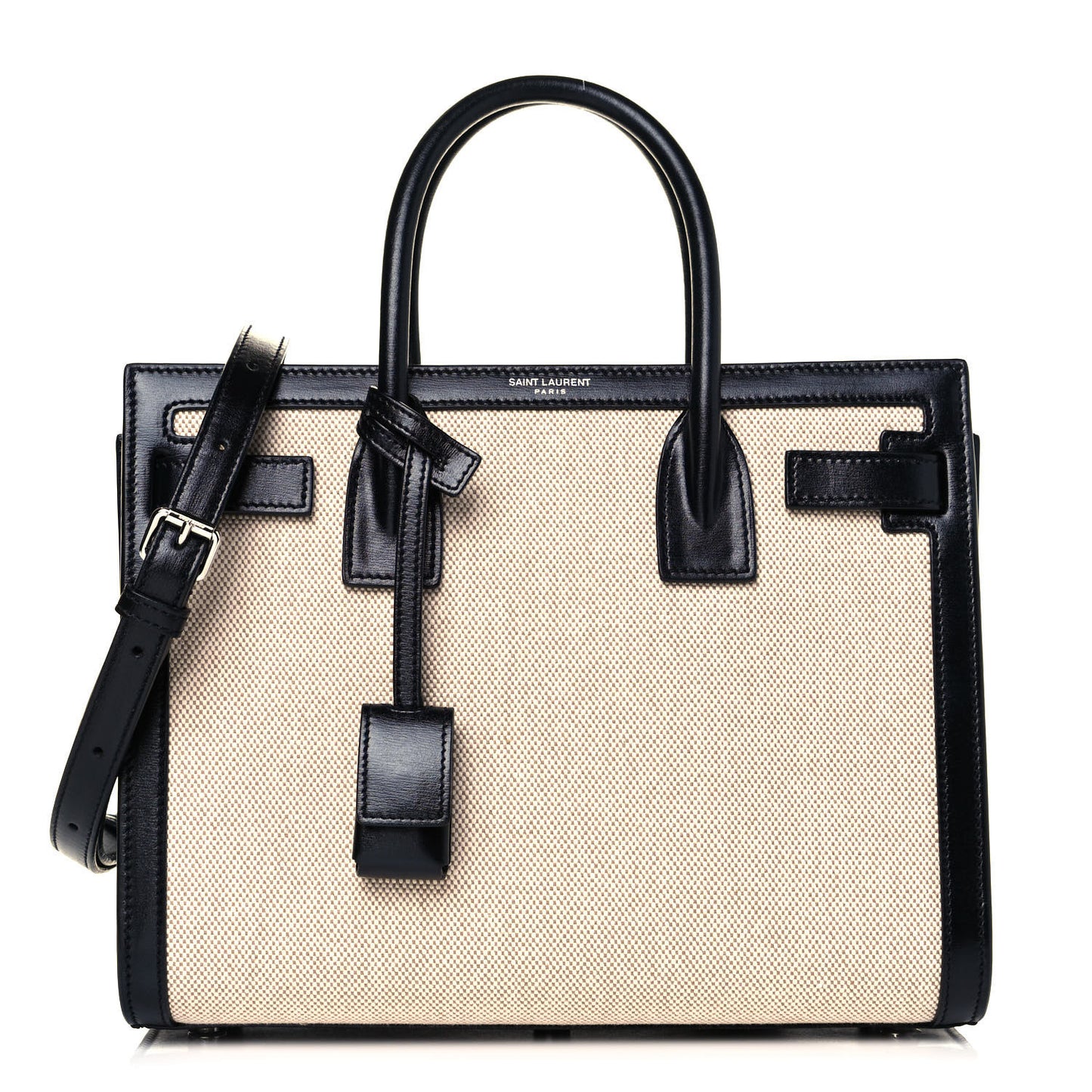 Linen Calfskin Baby Sac De Jour Black