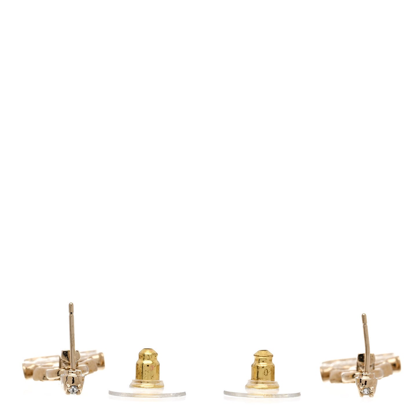 Crystal CC Quilted Flap Bag Drop Earrings Gold