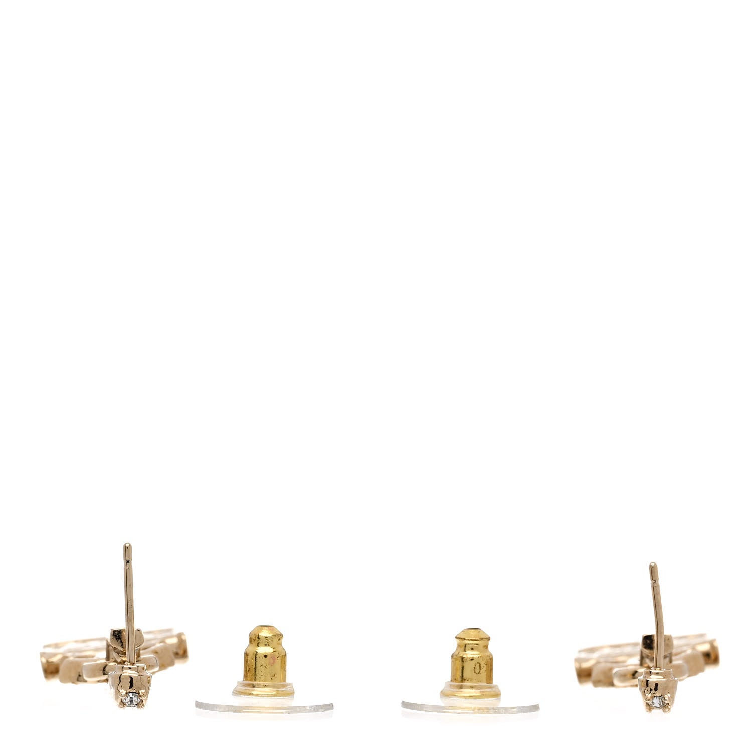Chanel Crystal CC Quilted Flap Bag Drop Earrings Gold 3 of 5