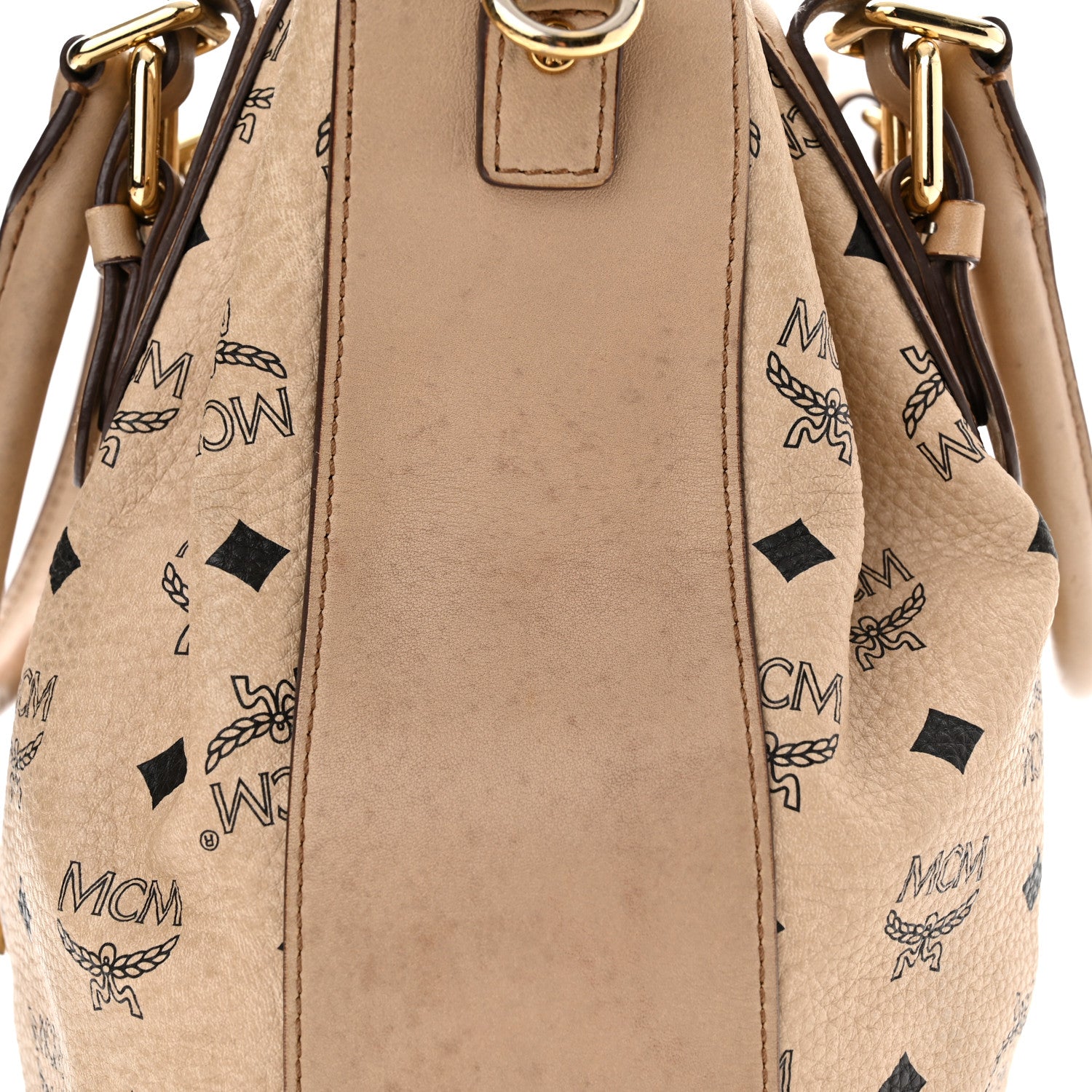 MCM Visetos Drawstring Bucket Bag Beige 14 of 14