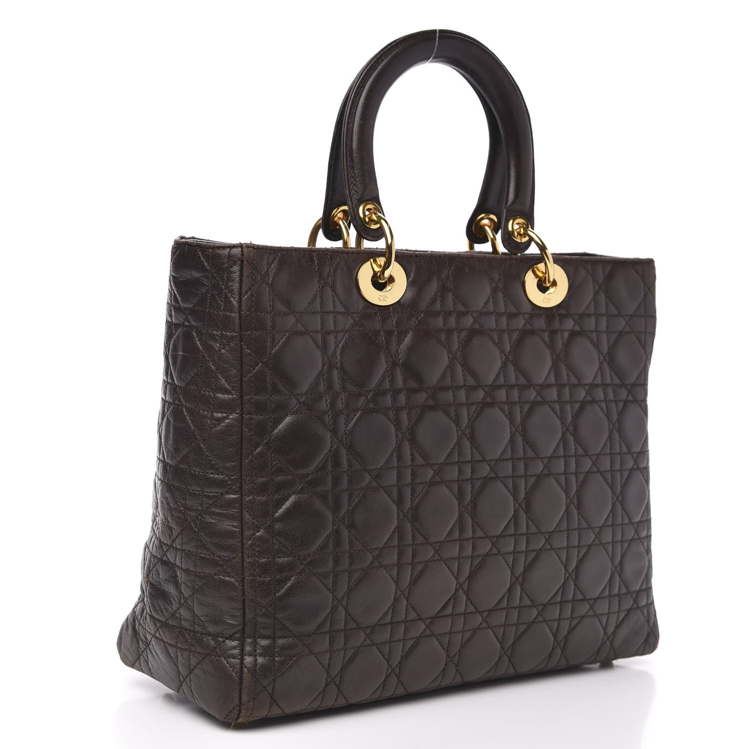 Christian Dior Lambskin Cannage Large Lady Dior Dark Brown 3 of 12