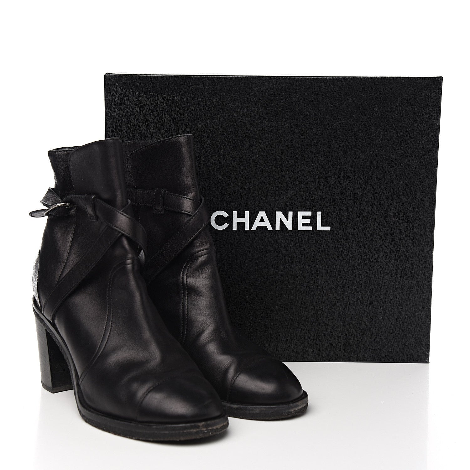 Chanel Lambskin CC Buckle Short Boots 39.5 Black 9 of 9