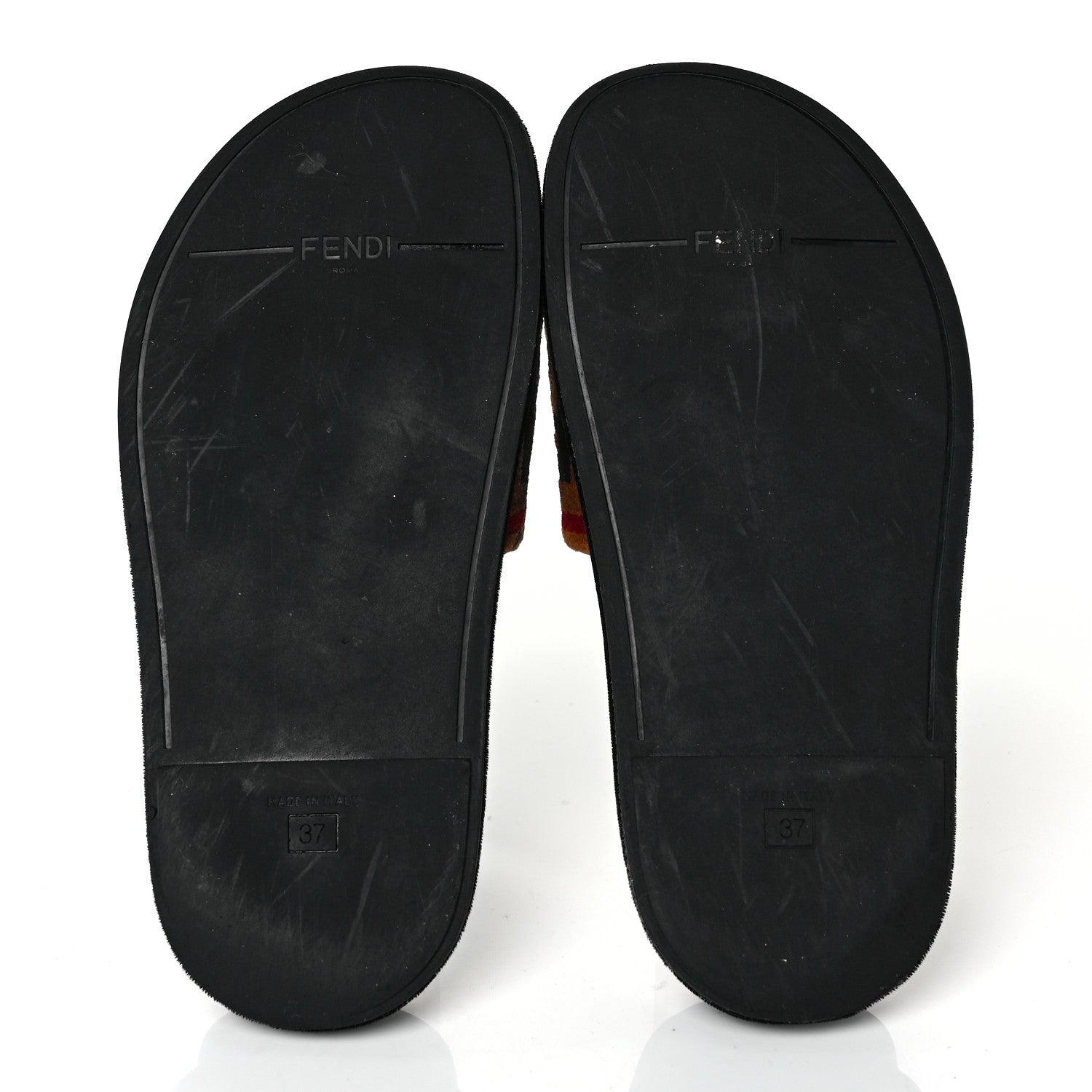 Fendi Velvet FF Slide Sandals 37 Testa di Moro Tobacco Fragola 5 of 8