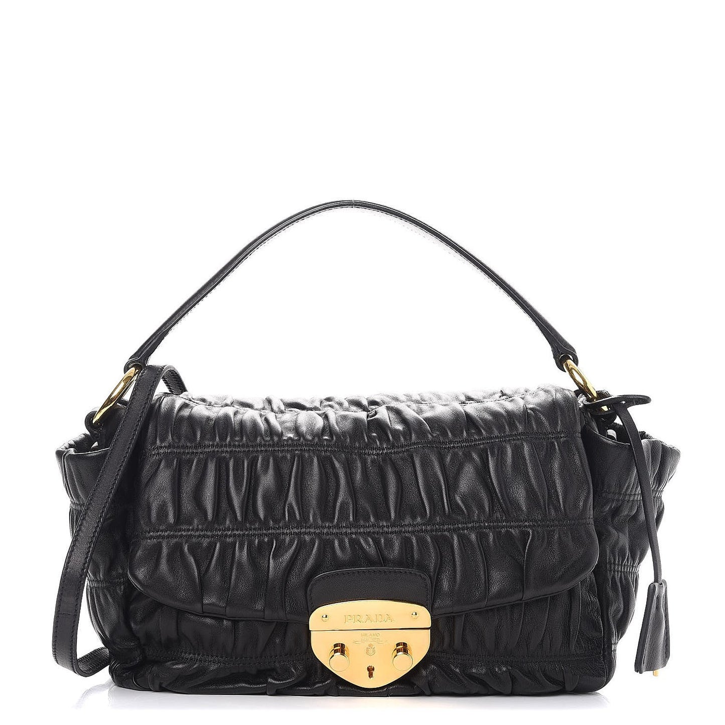 Nappa Dressy Gaufre Flap Bag Nero Black