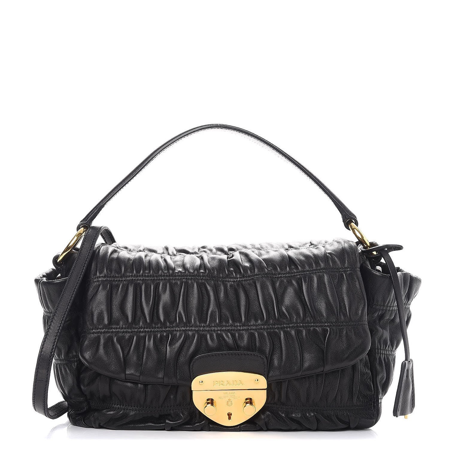Prada Nappa Dressy Gaufre Flap Bag Nero Black 1 of 9