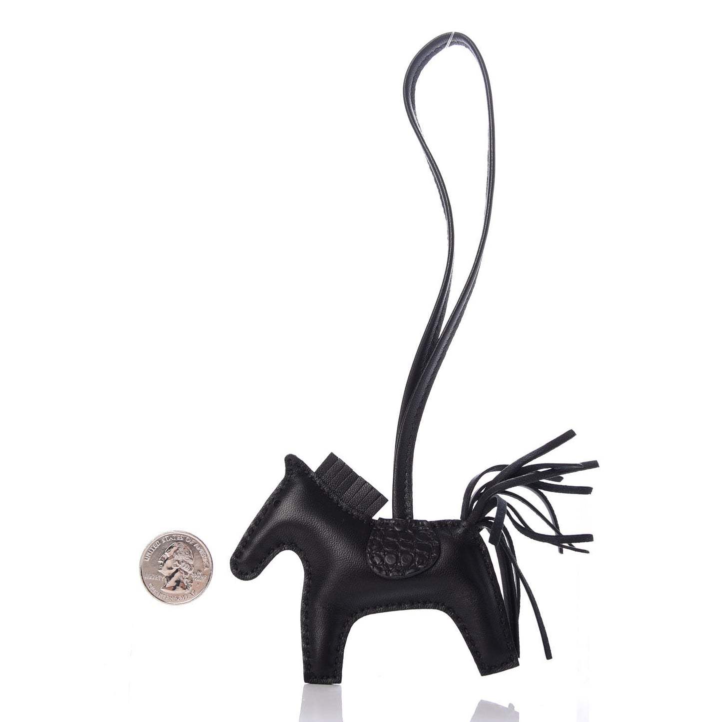 Milo Lambskin Matte Alligator Touch Grigri Rodeo Horse Bag Charm PM So Black