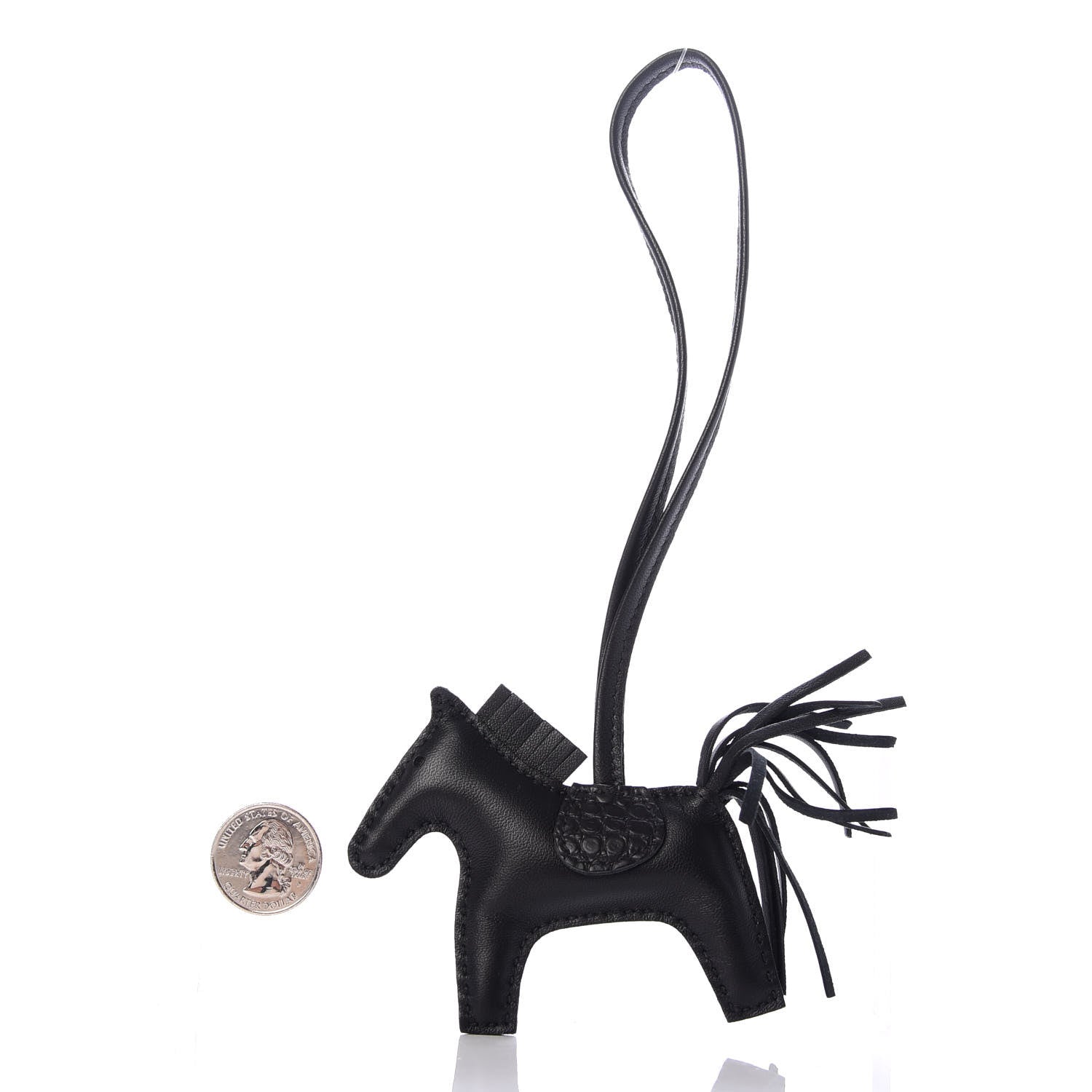 Hermes Milo Lambskin Matte Alligator Touch Grigri Rodeo Horse Bag Charm PM So Black 2 of 4