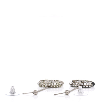 Chanel Baguette Crystal CC Drop Earrings Silver 3 of 4