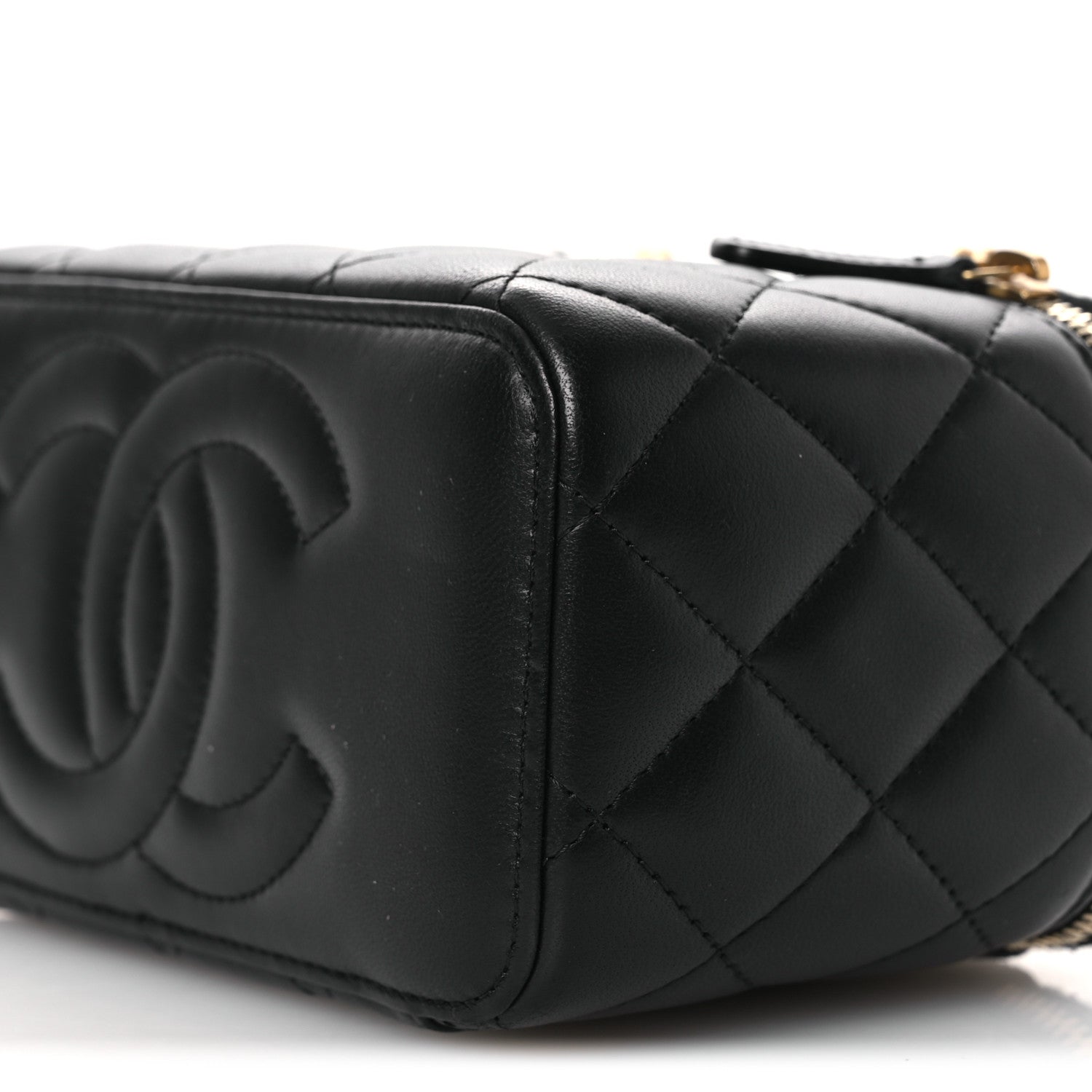 Chanel Lambskin Quilted Camellia Vanity Case Black 10 of 14