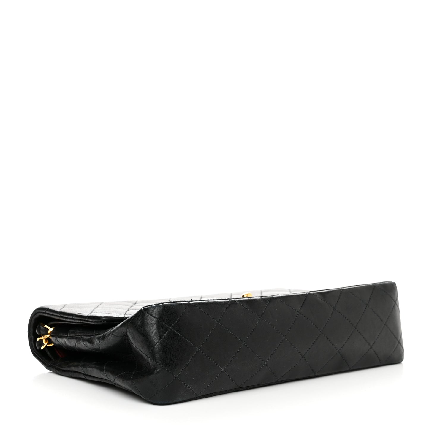 Lambskin Quilted Medium Double Flap Black