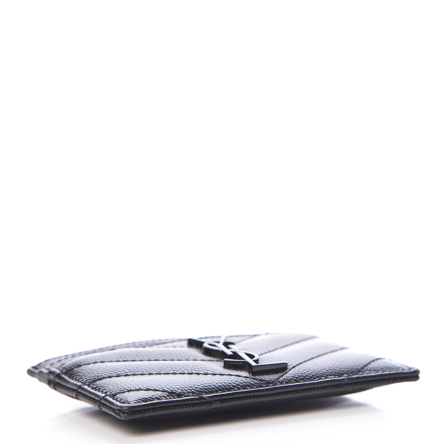 Grain De Poudre Matelasse Chevron Monogram Credit Card Case Black
