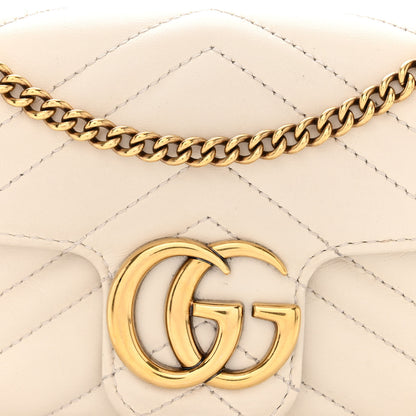 Gucci Calfskin Matelasse Super Mini GG Marmont Shoulder Bag White 8 of 12