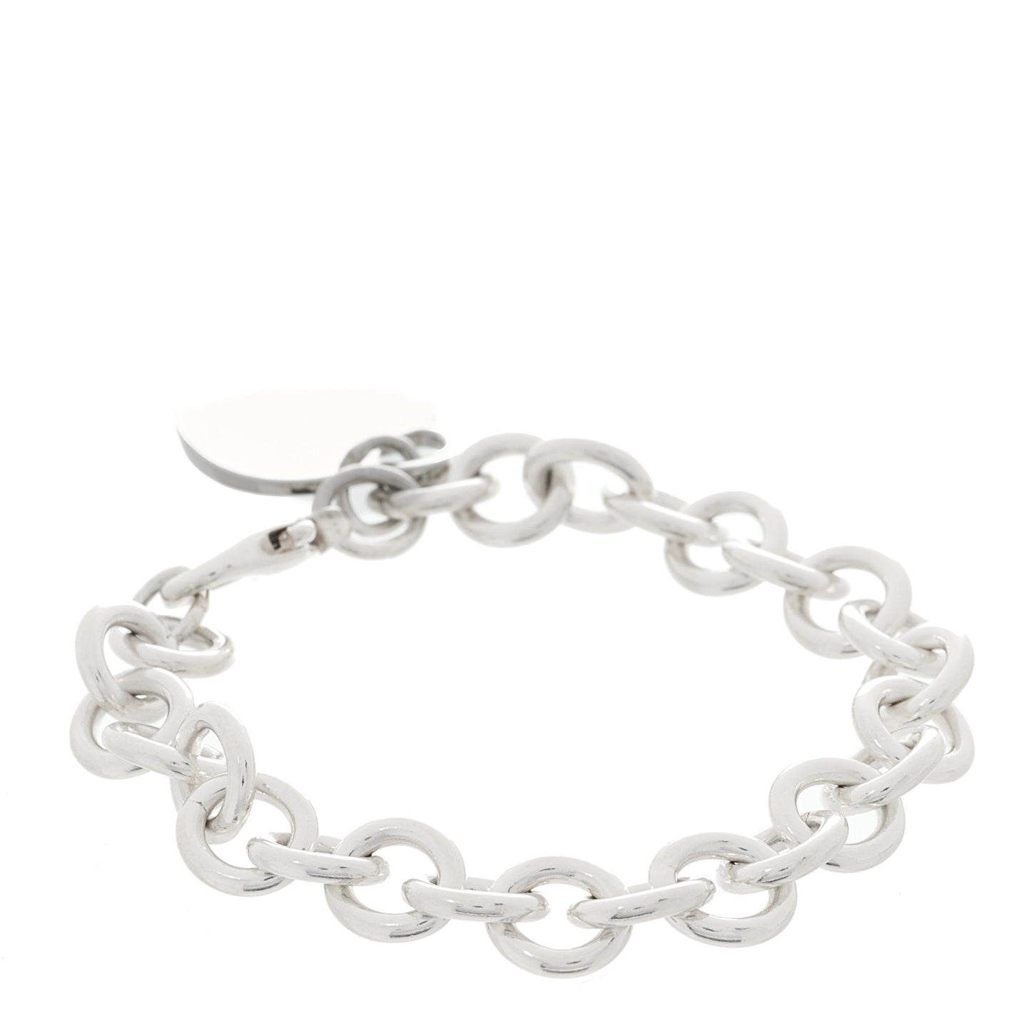 Sterling Silver Heart Tag Charm Bracelet