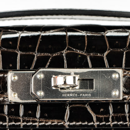 Hermes Shiny Porosus Crocodile Kelly Cut Pochette Graphite 4 of 16