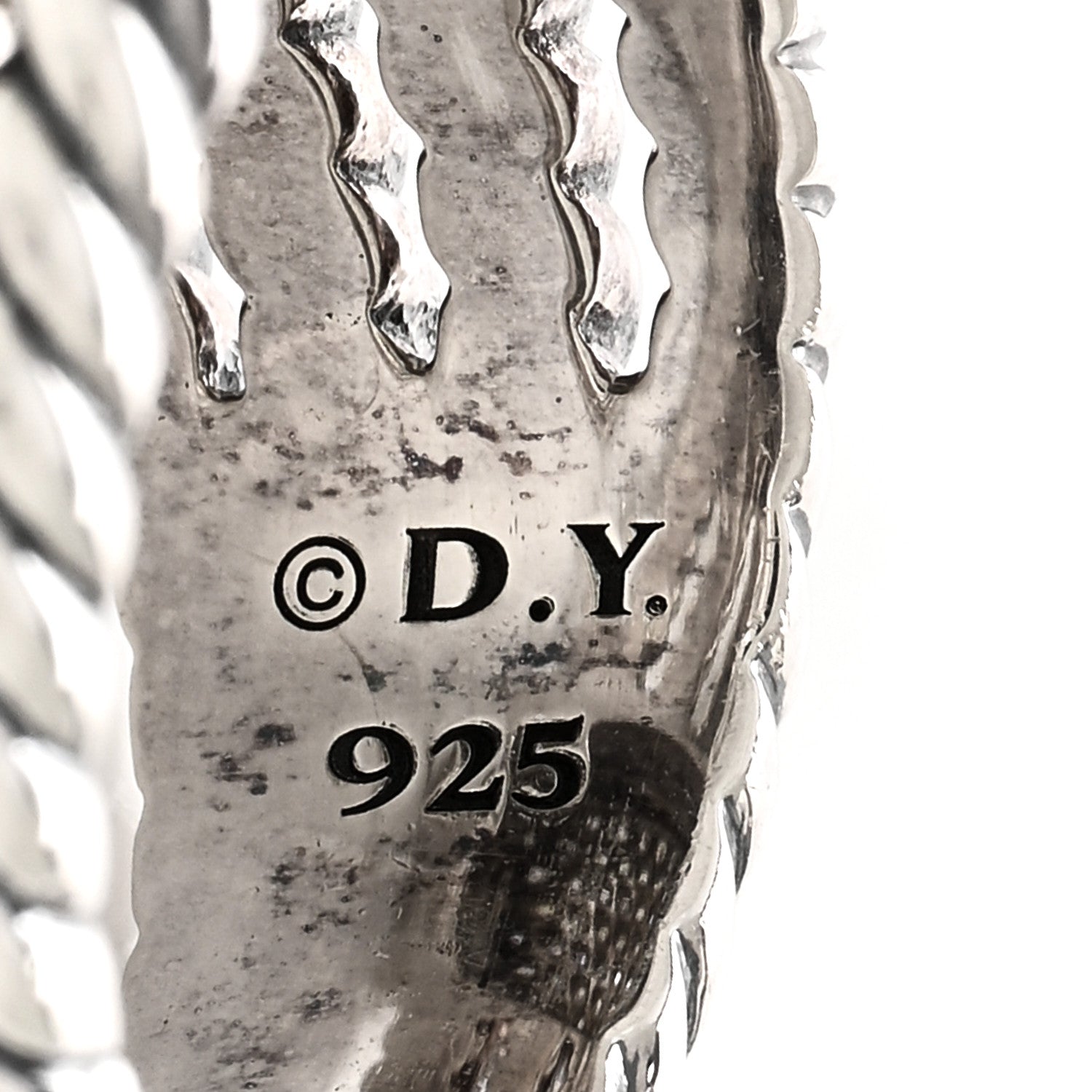 David Yurman Sterling Silver Diamond 16mm Wheaton Ring 51 5.75 4 of 5