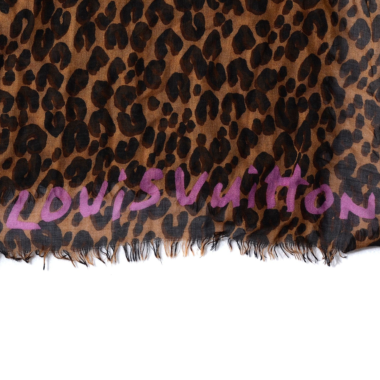Louis Vuitton Cashmere Silk Leopard Stole Brown 4 of 6