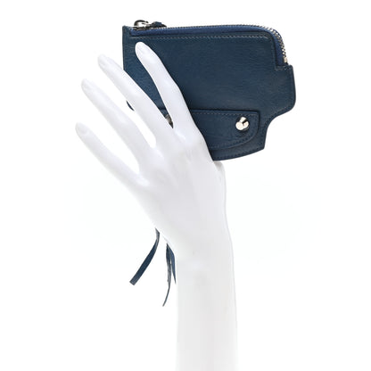 Balenciaga Agneau Silver Hardware Pouch Bleu Profond 2 of 8