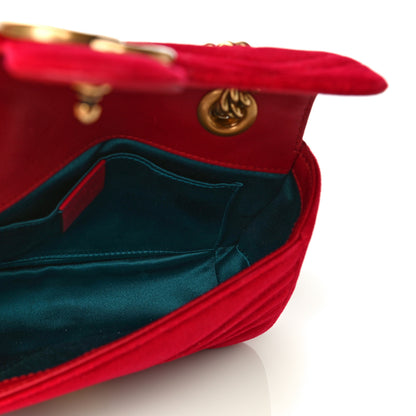 Gucci Velvet Matelasse Mini GG Marmont Shoulder Bag Hibiscus Red 5 of 11