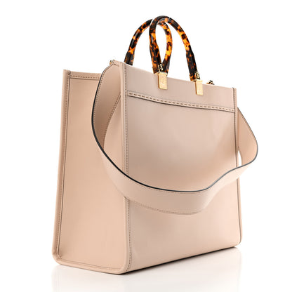 Fendi Vitello King Plexiglass Logo Embossed Medium Fendi Sunshine Shopper Tote Light Rose 3 of 10