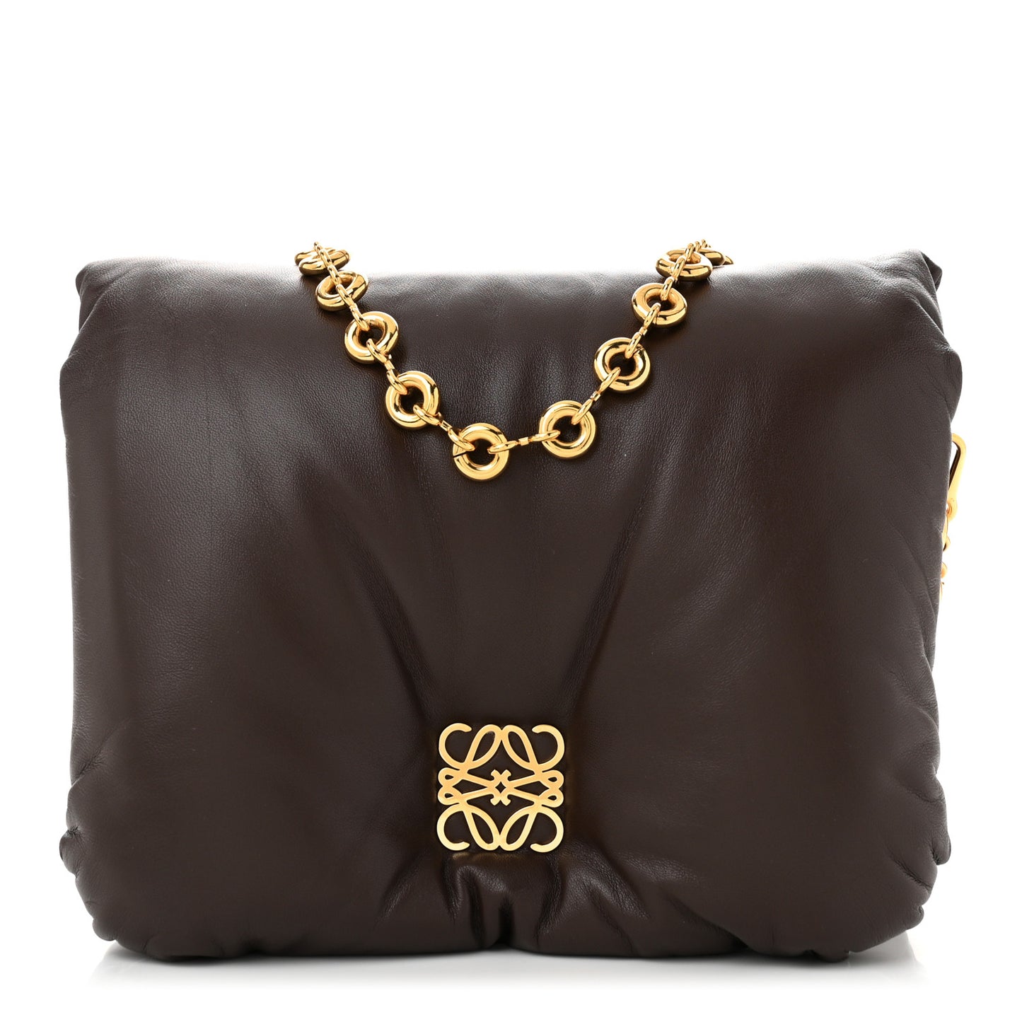 Lambskin Goya Puffer Bag Dark Chocolate