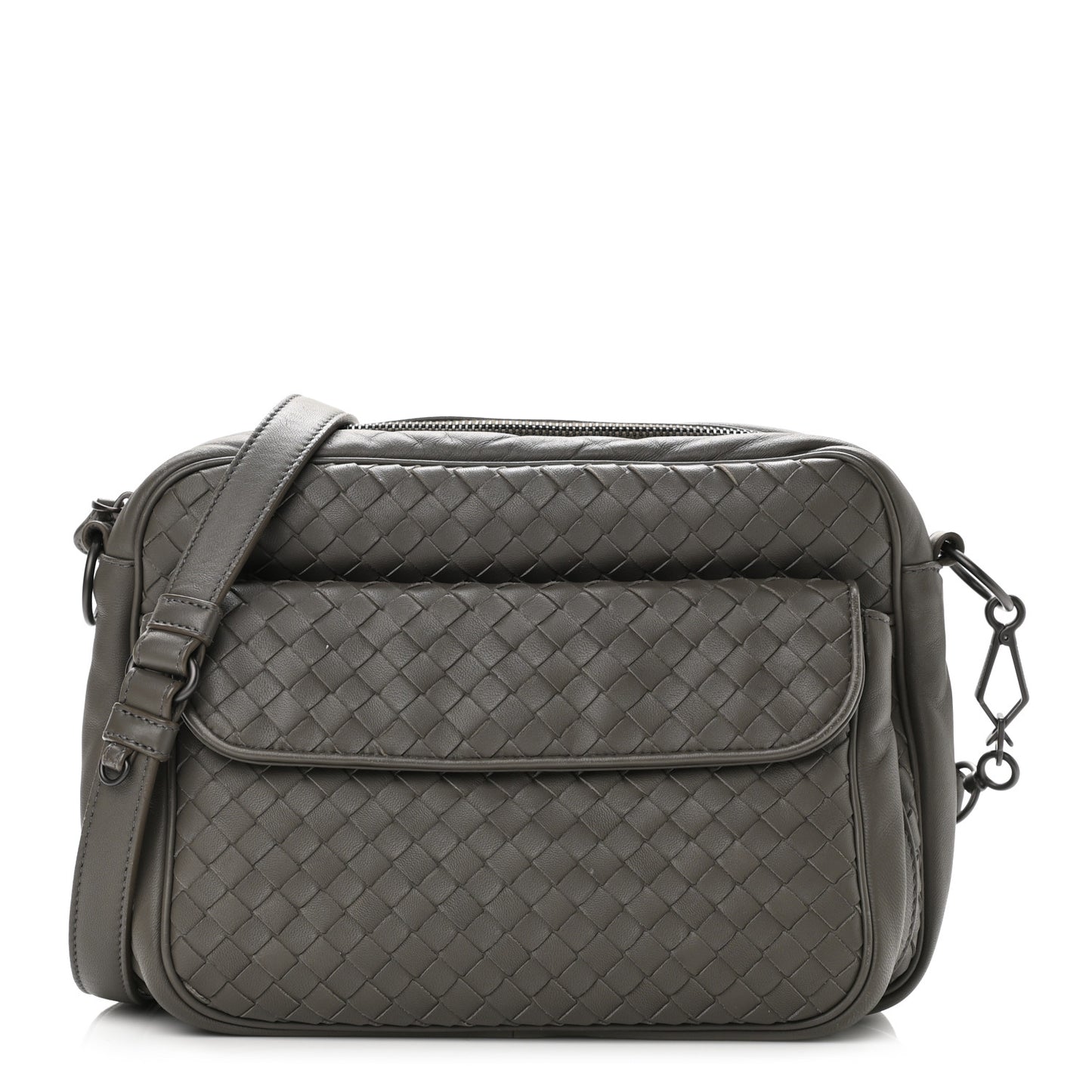 Nappa Intrecciato Messenger Bag Grey