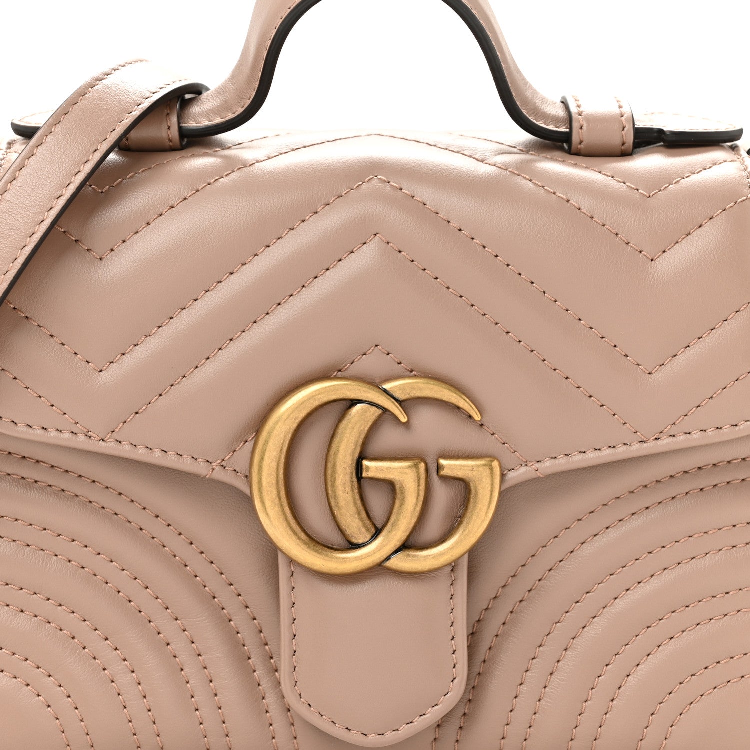 Gucci Calfskin Matelasse Mini GG Marmont Top Handle Shoulder Bag Porcelain Rose 8 of 13