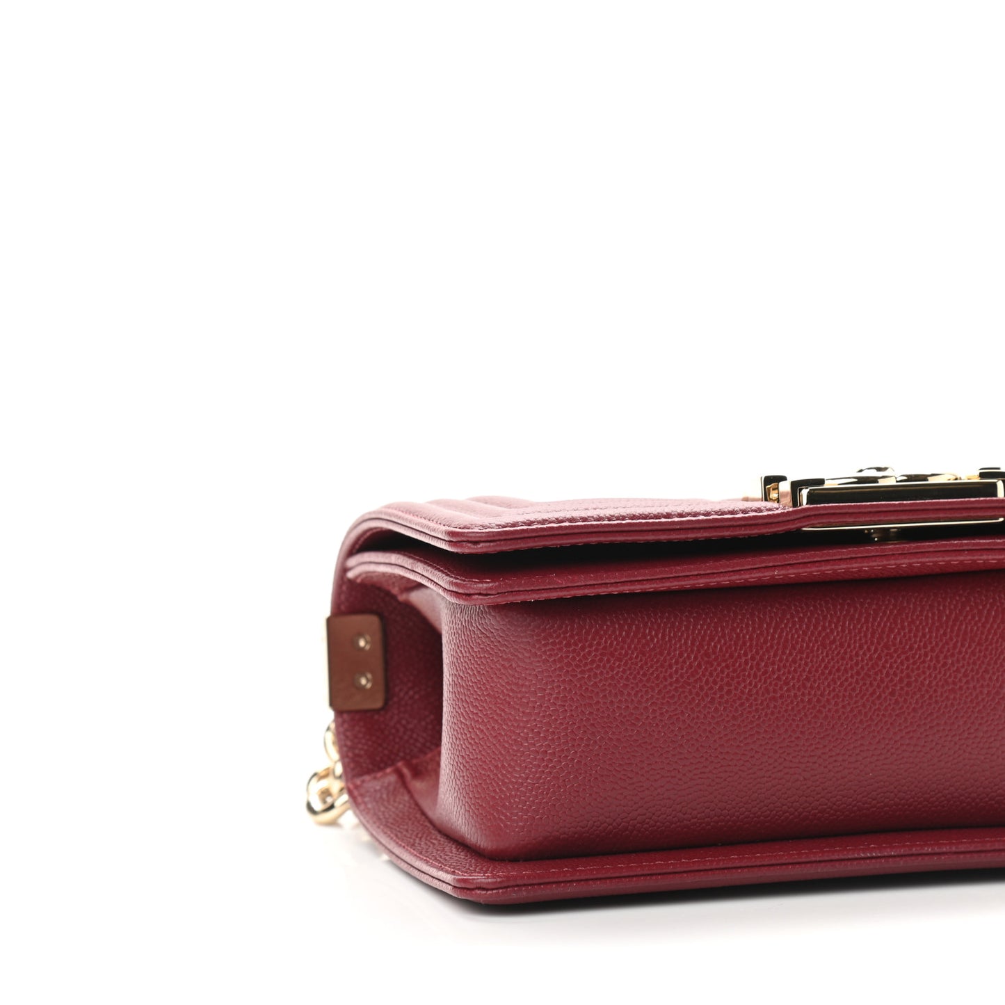 Caviar Quilted Small Boy Flap Dark Red