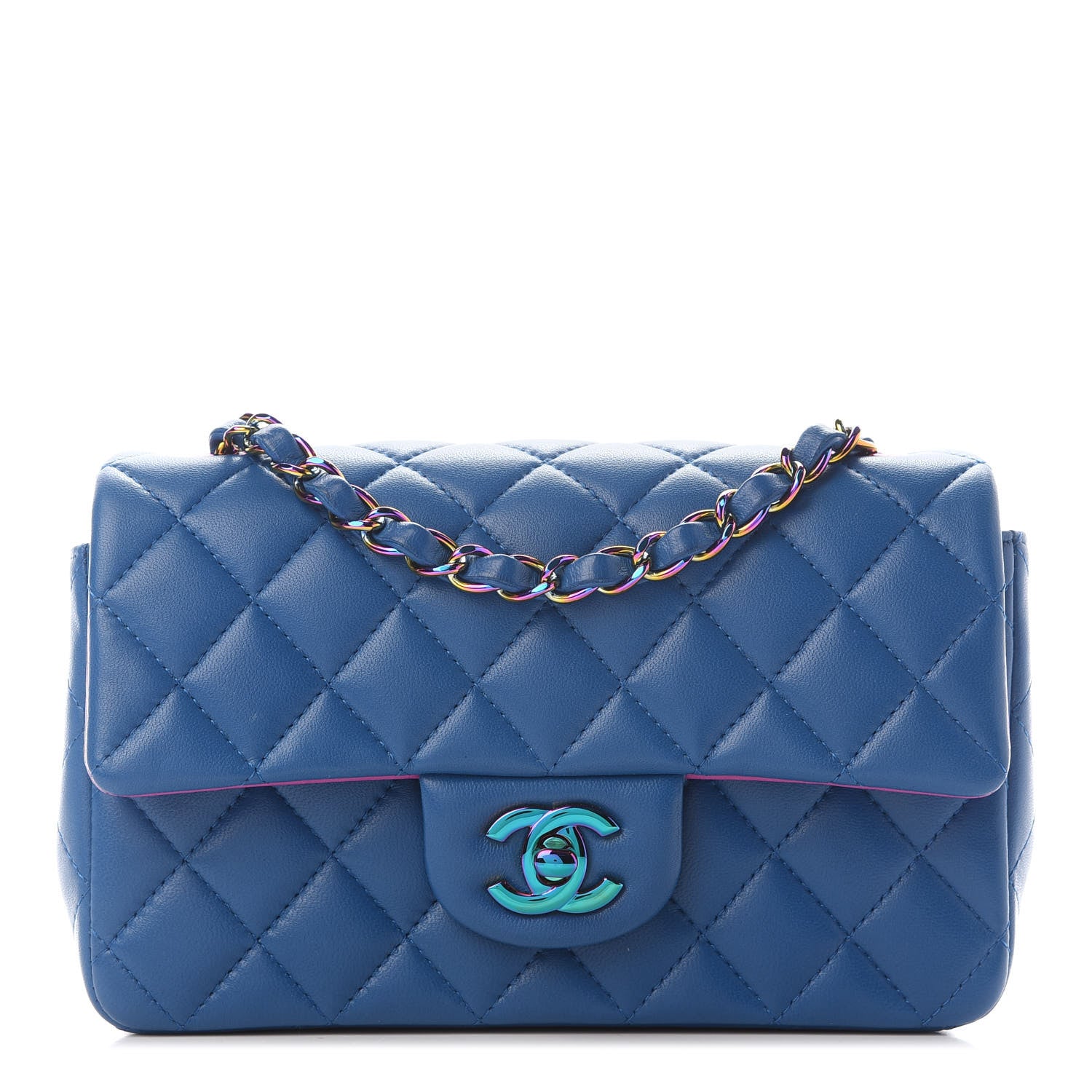 Chanel Lambskin Quilted Mini Rectangular Flap Blue Purple 1 of 9