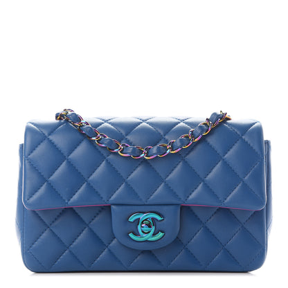 Chanel Lambskin Quilted Mini Rectangular Flap Blue Purple 1 of 9