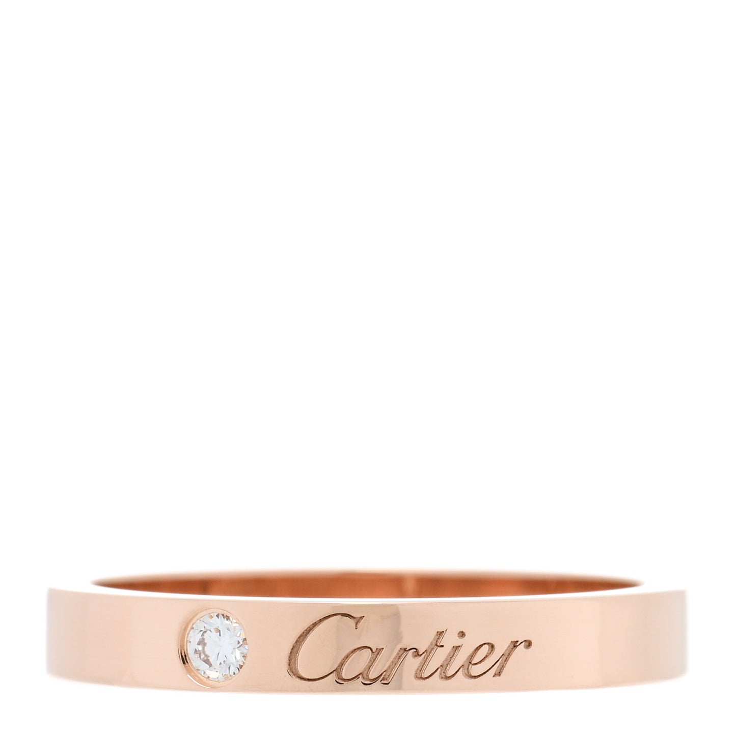 18K Pink Gold Diamond 3mm C De Cartier Wedding Band Ring 55 7.25