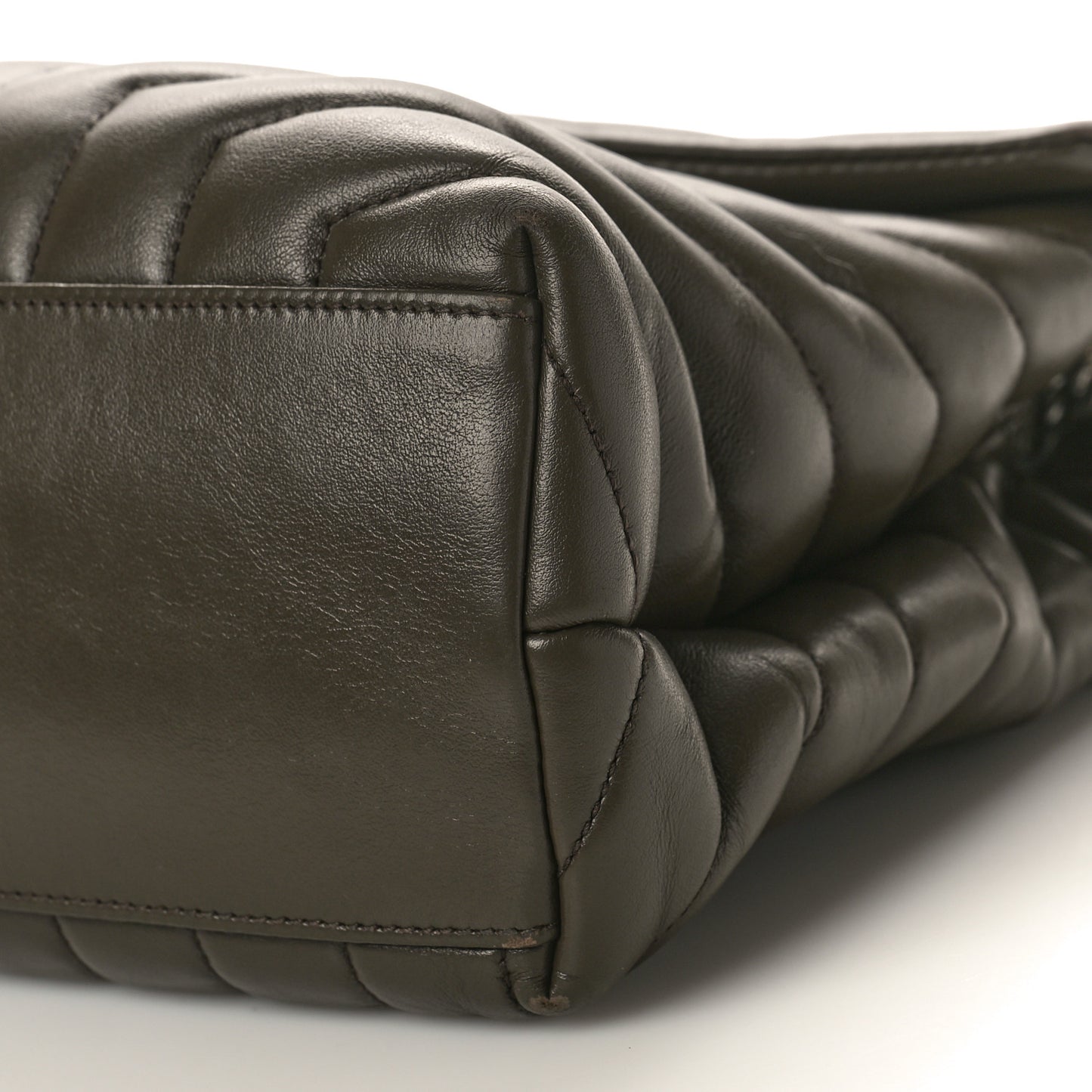 Calfskin Y Quilted Monogram Medium Loulou Chain Satchel Khaki Fonce